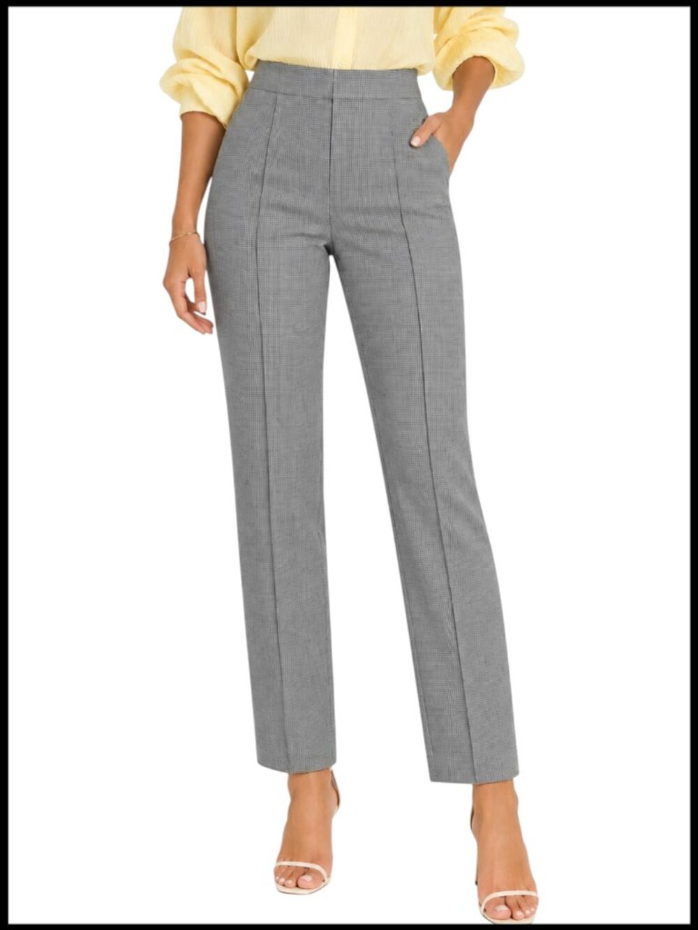 Massimo Fabbro Pull-On Pants Black White Plaid Slim Ankle S 4